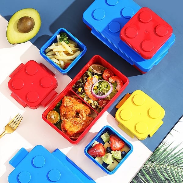 8-Block LEGO Brick Lunch Box Set – 5-Piece Kids Tiffin with Spork
