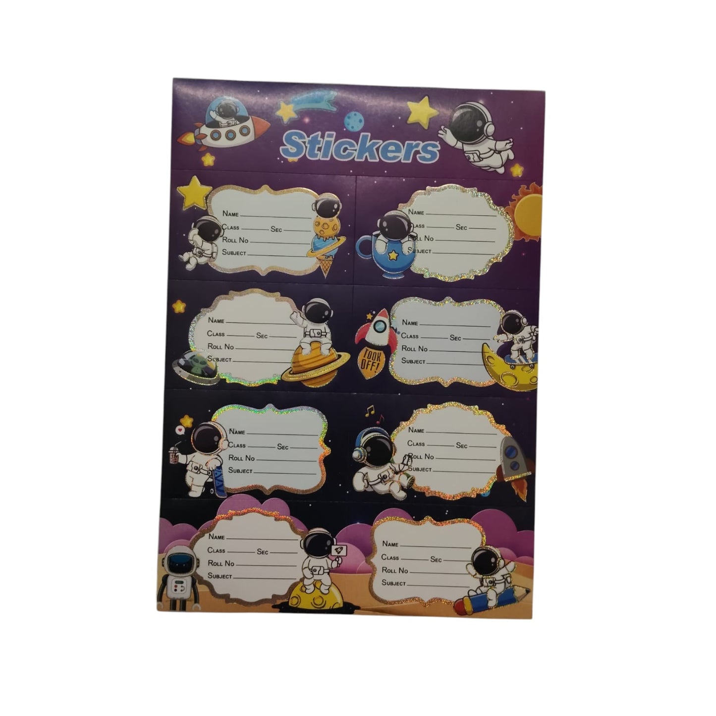 Kids Notebook Name Label Sticker Sheet – 8 Fun Themes | School Book Labels