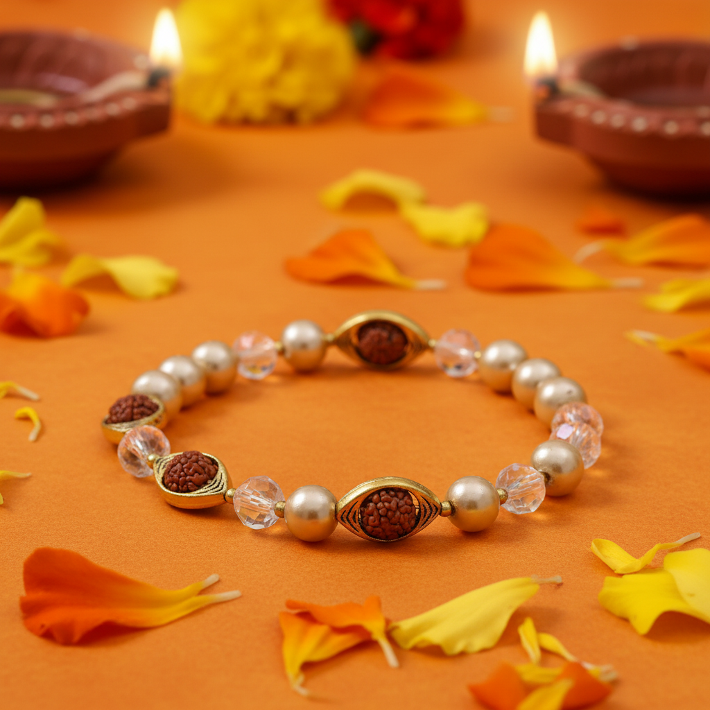 Rudraksha Rakhi Saffron Festive