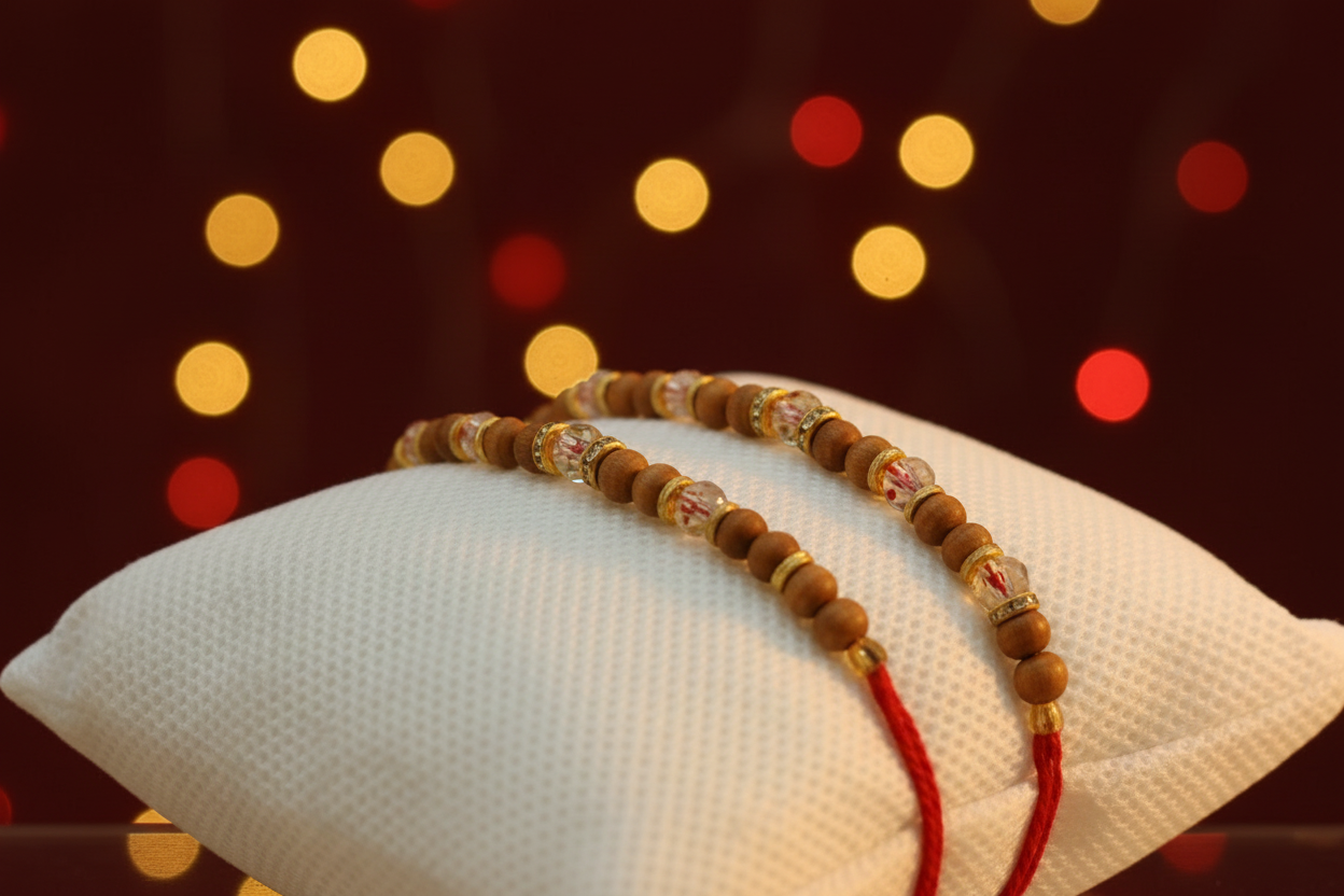 Sandalwood Rakhi Low Angle