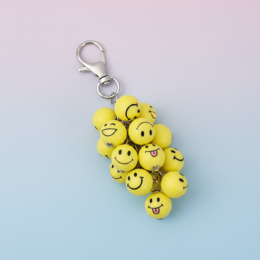 Smiley Bead Cluster Keychain
