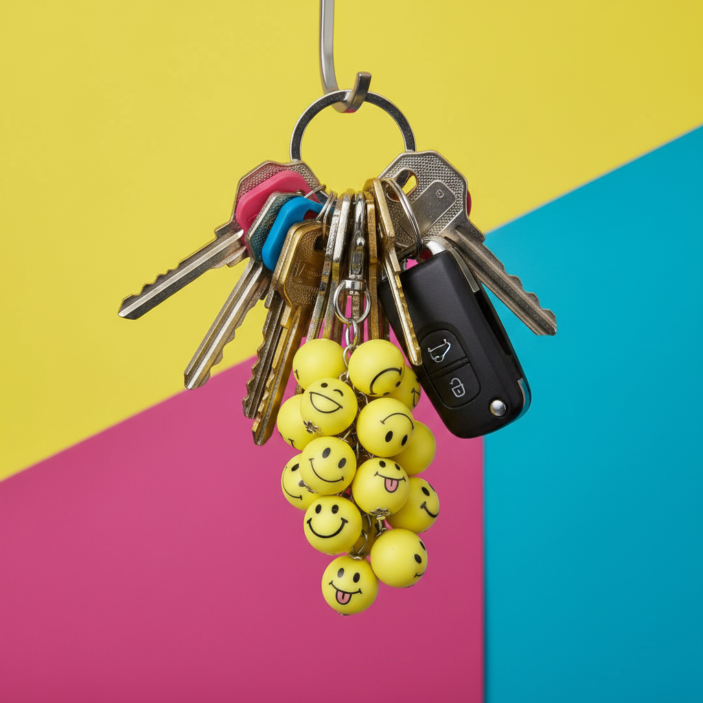 Smiley Keychain on Keys